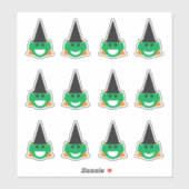 Halloween Witch Faces Fun Smiling Happy Cartoon Sticker (Vel)