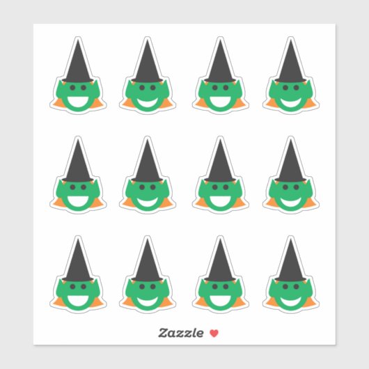 Halloween Witch Faces Fun Smiling Happy Cartoon Sticker (Vel)