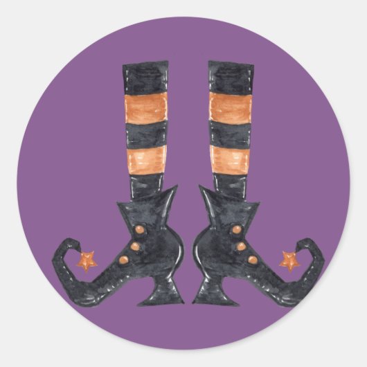 Halloween Witch Feet Ronde Sticker (Voorkant)