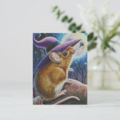 Halloween Witch Field Mouse Spider Waterverf Art Briefkaart (Staand voorkant)