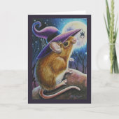 Halloween Witch Field Mouse Spider Waterverf Art Kaart (Voorkant)