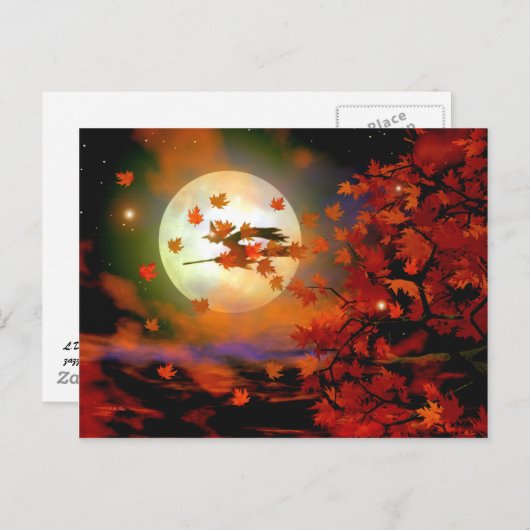 Halloween Witch Flight Briefkaart (Voorkant / Achterkant)