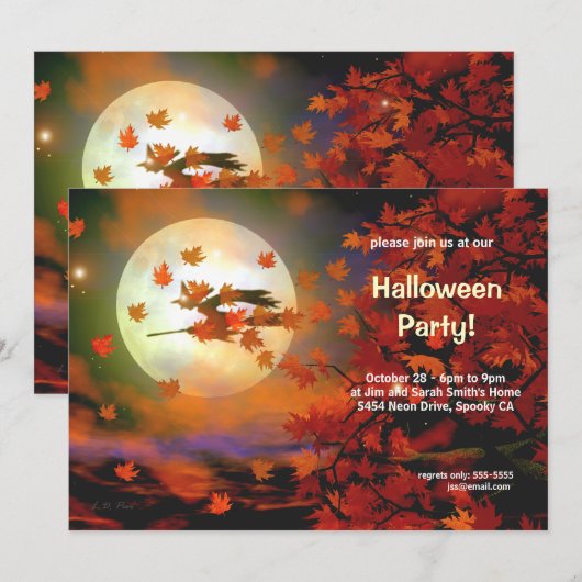 Halloween Witch Flight Kaart (Voorkant / Achterkant)