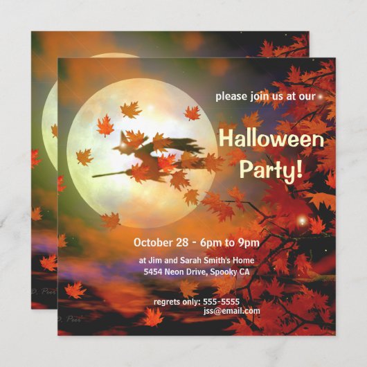 Halloween Witch Flight Kaart (Voorkant / Achterkant)