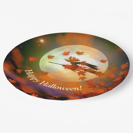 Halloween Witch Flight Papieren Bordje (Gekanteld)