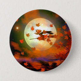 Halloween Witch Flight Ronde Button 7,6 Cm