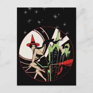 Halloween Witch Flying () Briefkaart