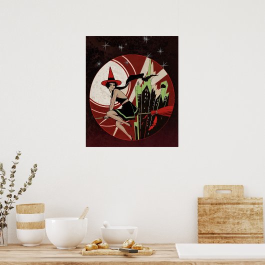 Halloween Witch Flying () Poster (Keuken)
