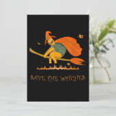 Halloween Witch Flying Turtle Broom Salem Save The Date (Staand voorkant)