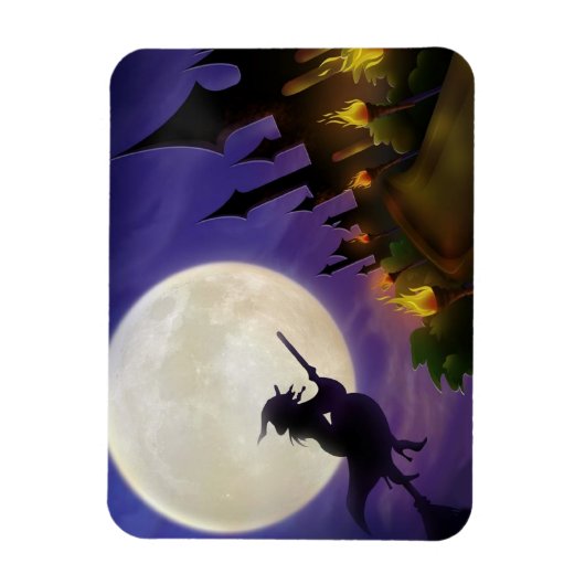 Halloween Witch Full Moon Magneet (Verticaal)
