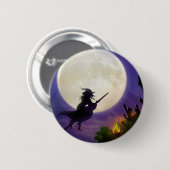 Halloween Witch Full Moon Ronde Button 5,7 Cm (Voorkant /achterkant)