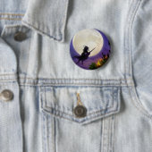 Halloween Witch Full Moon Ronde Button 5,7 Cm (In situ)