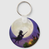 Halloween Witch Full Moon Sleutelhanger (Voorkant)