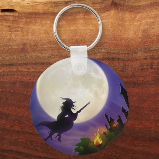 Halloween Witch Full Moon Sleutelhanger (Voorkant)