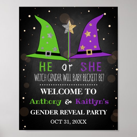 Halloween Witch Gender onthullen Welkomstbord Poster (Voorkant)