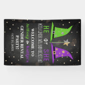 Halloween Witch Gender onthullen Welkomstbord Spandoek (Horizontaal)