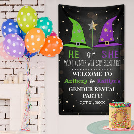 Halloween Witch Gender onthullen Welkomstbord Spandoek