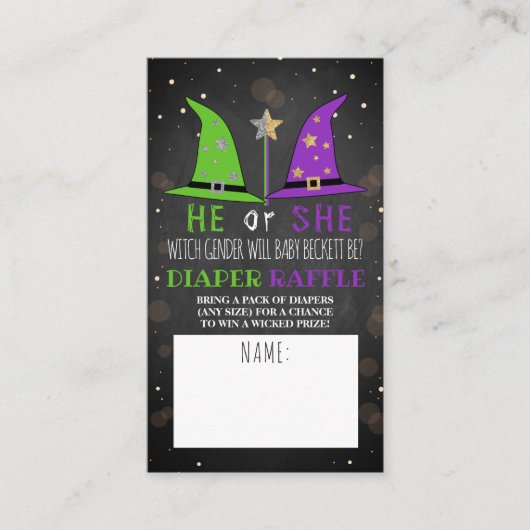 Halloween Witch Gender onthulling party Diaper Raf Informatiekaartje (Voorkant)