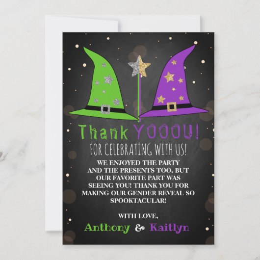 Halloween Witch Gender Reopenbaart zich Bedankkaart (Voorkant)