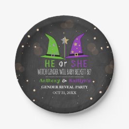 Halloween Witch Gender Reopenbaart zich Papieren Bordje