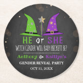 Halloween Witch Gender Reopenbaart zich Ronde Kartonnen Onderzetter (Voorkant)