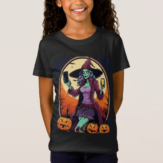 Halloween Witch geprint trendy t shirt (Voorkant)