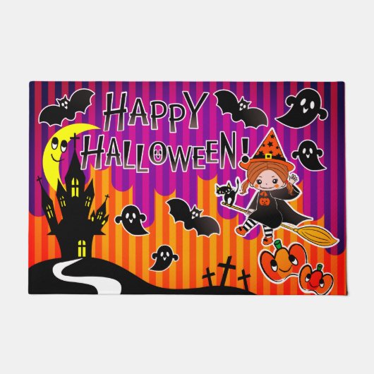 Halloween Witch Ghost en Bats Deurmat (Voorkant)