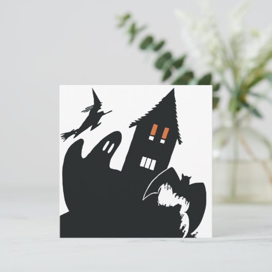  Halloween Witch Ghost Haunted House Party Kaart (Staand voorkant)