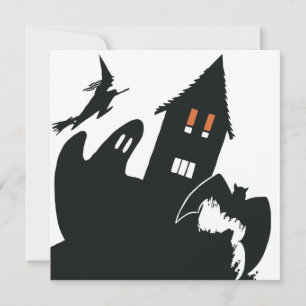 Halloween Witch Ghost Haunted House Party Kaart