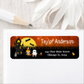 Halloween Witch Ghost Haunted House Sinaasappel Etiket (Insitu)