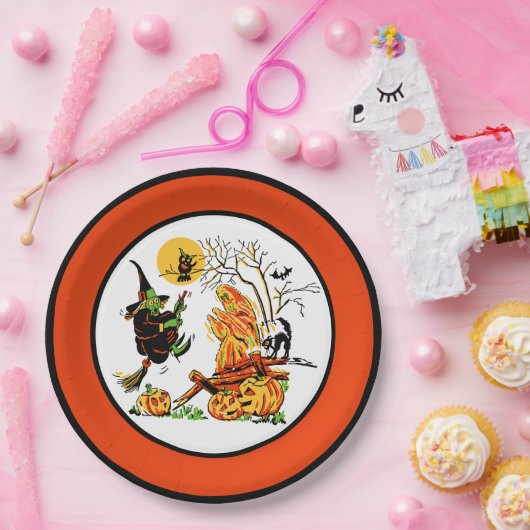  Halloween Witch & Ghost Papieren Bordje (Feest)