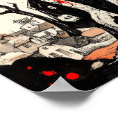 Halloween Witch Ghoul Woodblock-stijl Poster (Hoek)