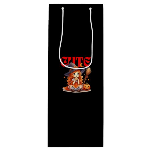 Halloween Witch Gift Bag Wijn Cadeautas (Voorkant)