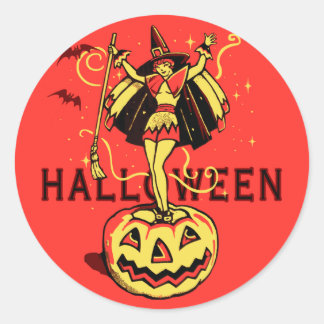 Halloween Witch Girl () Ronde Sticker