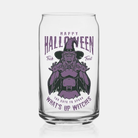 Halloween Witch Glass - Spooky Paarse Blikvorm Glas (Voorkant)