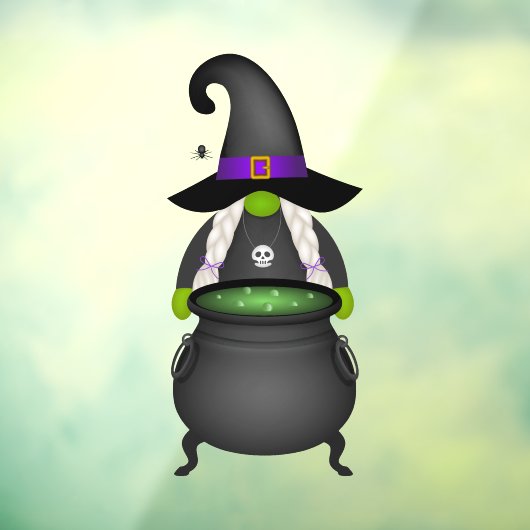 Halloween Witch Gnome Window Cling Raamsticker (Vel 3)