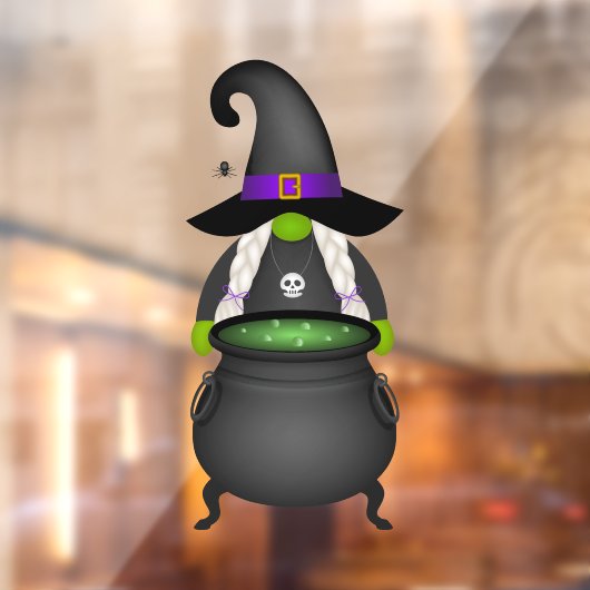 Halloween Witch Gnome Window Cling Raamsticker (Vel 2)
