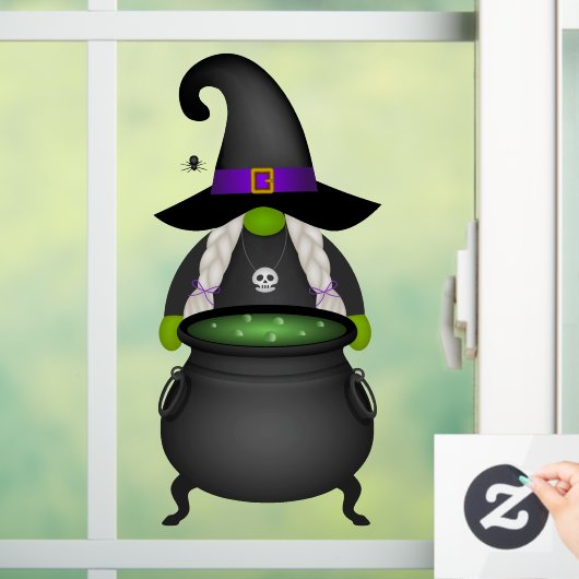 Halloween Witch Gnome Window Cling Raamsticker (Huis)