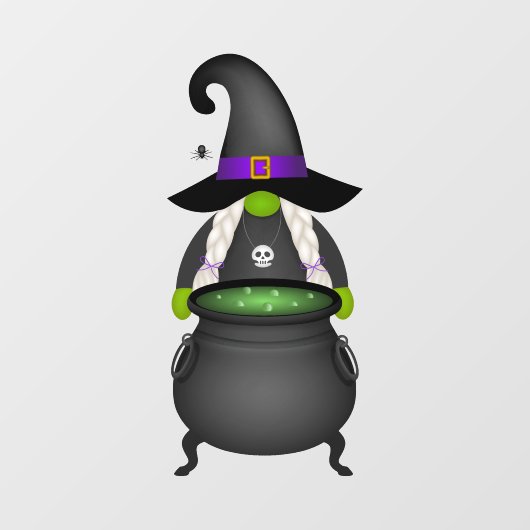 Halloween Witch Gnome Window Cling Raamsticker (Vel)
