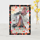 Halloween Witch Gothic Fairy Kaart (Gele Bloem)