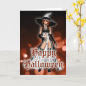 Halloween Witch Happy Halloween Wenskaart 2 Kaart (Gele Bloem)