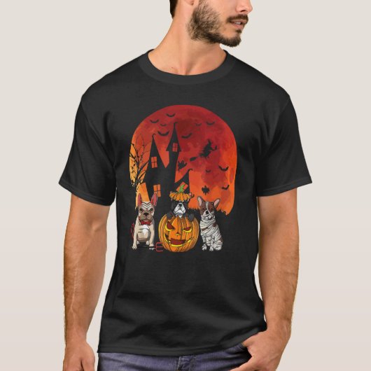 Halloween Witch Haunted Castle Dog T-shirt (Voorkant)