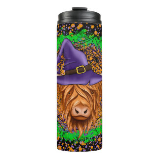 Halloween Witch Highland Koe Travel Tumbler Thermosbeker