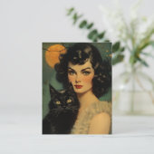  Halloween Witch Holding Black Cat Briefkaart (Staand voorkant)