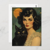  Halloween Witch Holding Black Cat Briefkaart (Voorkant / Achterkant)