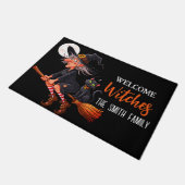 Halloween Witch Horror Black Cat Fullmoon Deurmat (Schuin)