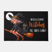 Halloween Witch Horror Black Cat Fullmoon Deurmat (Voorkant)