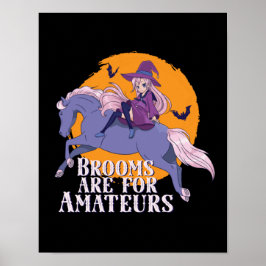 Halloween Witch Horse Lover Cute Anime Girl Poster