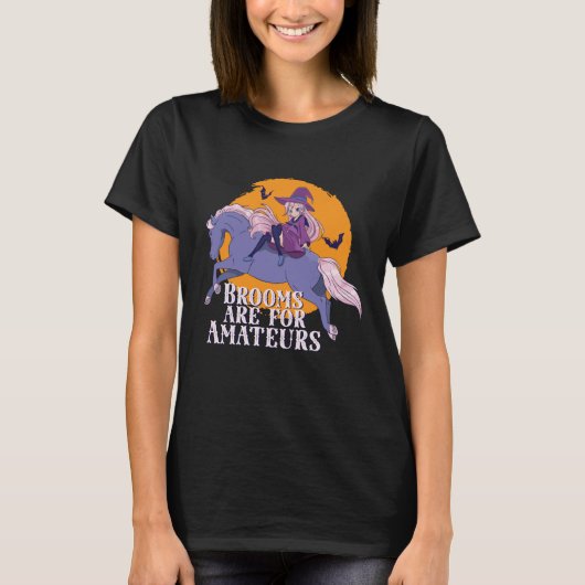 Halloween Witch Horse Lover Cute Anime Girl T-shirt (Voorkant)