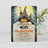 Halloween Witch House Party Kaart (Staand voorkant)